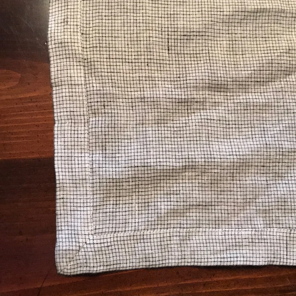 Crate & Barrel Suits Neutral Grid Grey Table Runner
